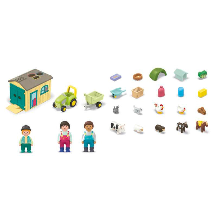 Playmobil 71656 1.2.3: 트랙터, 트레일러, 동물 친구들과 함께하는 농장 모험