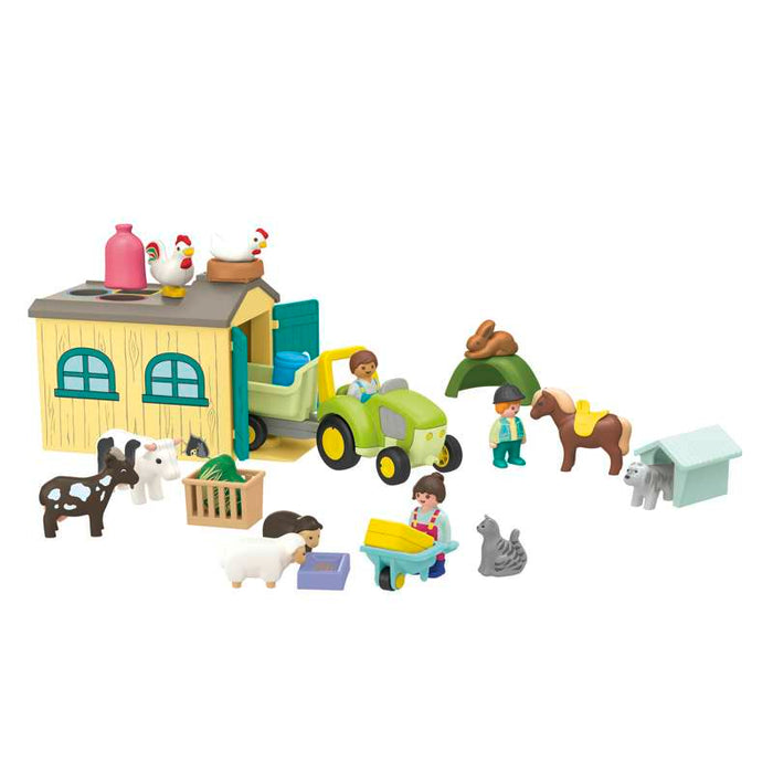 Playmobil 71656 1.2.3: 트랙터, 트레일러, 동물 친구들과 함께하는 농장 모험