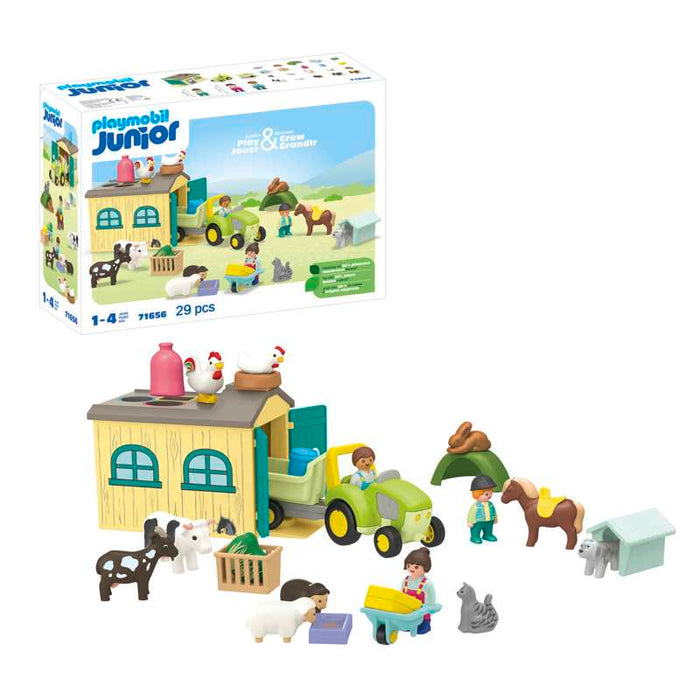 Playmobil 71656 1.2.3: 트랙터, 트레일러, 동물 친구들과 함께하는 농장 모험