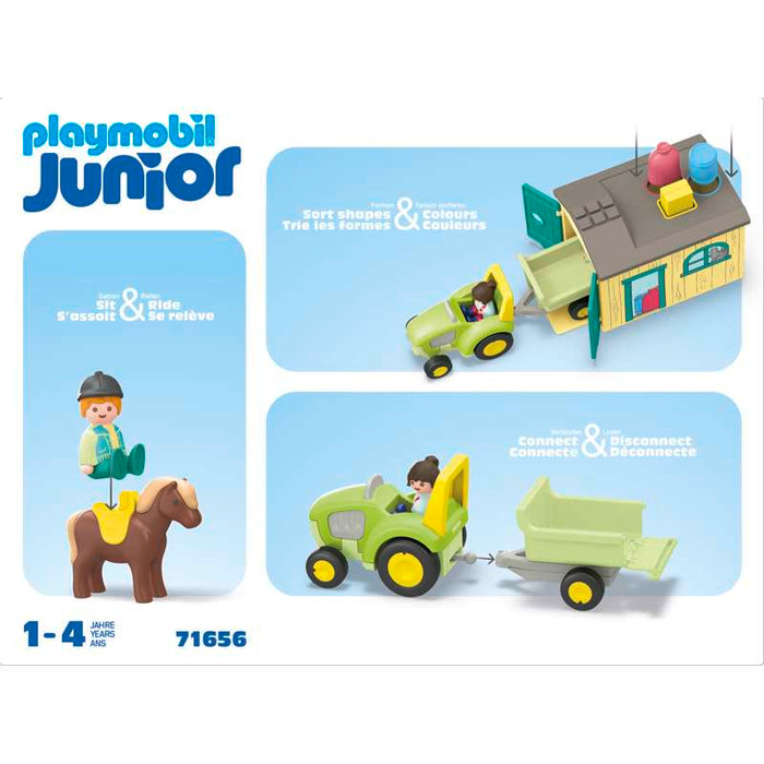 Playmobil 71656 1.2.3: 트랙터, 트레일러, 동물 친구들과 함께하는 농장 모험