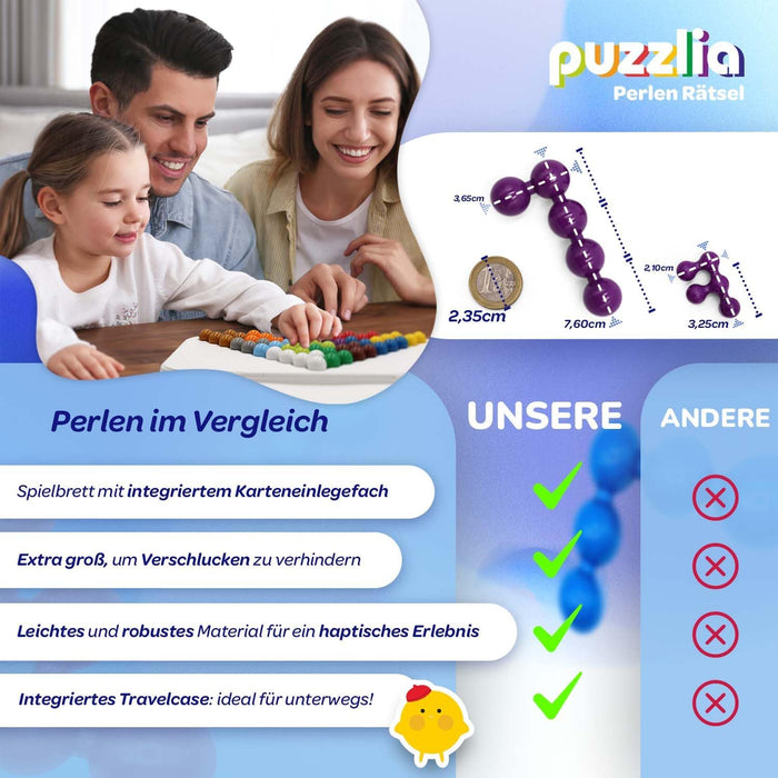 Puzzlia Jumbo Beads XXL - Lernspielzeug & Logikspiel für Kinder ab 4 Jahren & Senioren - Fördert Kognitive Fähigkeiten & Feinmotorik