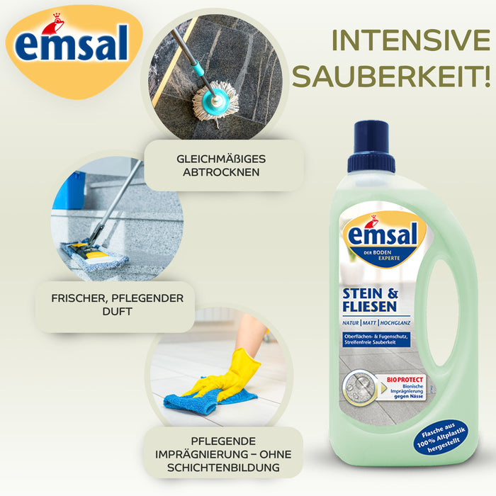 Emsal Stein & Fliesen Bodenpflege, 1L – Effektive Reinigung und langanhaltender Schutz für Stein- und Fliesenböden