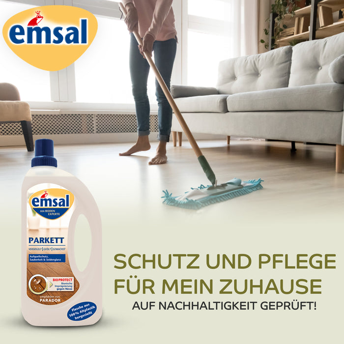 Emsal Parquet Floor Care 1L – 쪽모이 세공 마루 바닥을 보호하고 유지하며 오래 지속되는 광택을 제공합니다.