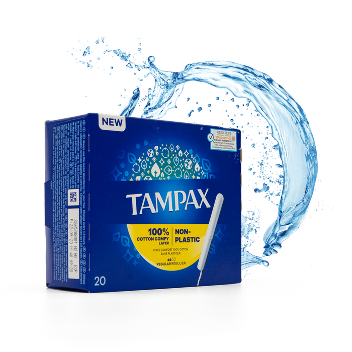 Tampax 일반 탐폰(플라스틱 어플리케이터 포함), 20개 팩, 일반 크기