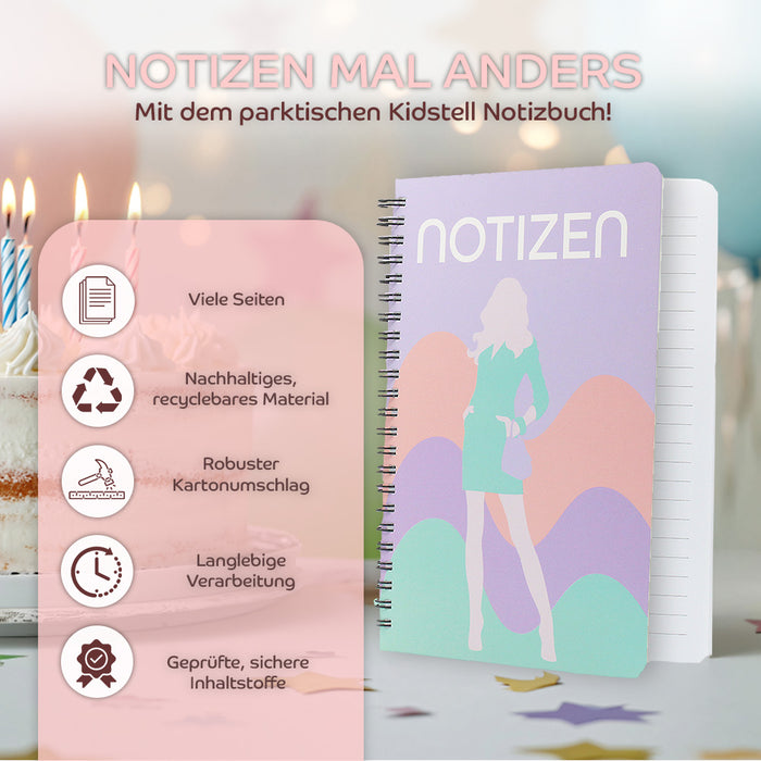 Kidstell A5 Notizheft – Ringelbuch im mädchenhaften Design für Kinder & Jugendliche,  kreatives Schreiben mit Stil – Perfekt für kreative Ideen unterwegs!