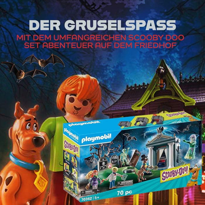 Playmobil 70362 SCOOBY-DOO! Abenteuer auf dem Friedhof + Playmobil 71582 Dracula – Grusel-Spaß mit Geistern und Vampiren für spannende Geschichten – Ideal für Halloween und mystische Abenteuer!