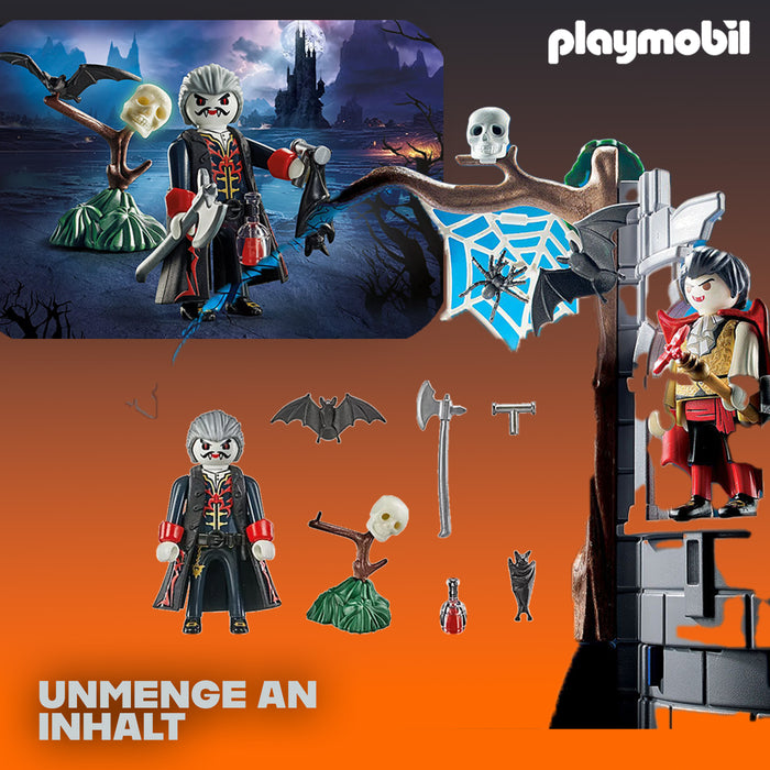 Playmobil 70362 SCOOBY-DOO! Abenteuer auf dem Friedhof + Playmobil 71582 Dracula – Grusel-Spaß mit Geistern und Vampiren für spannende Geschichten – Ideal für Halloween und mystische Abenteuer!