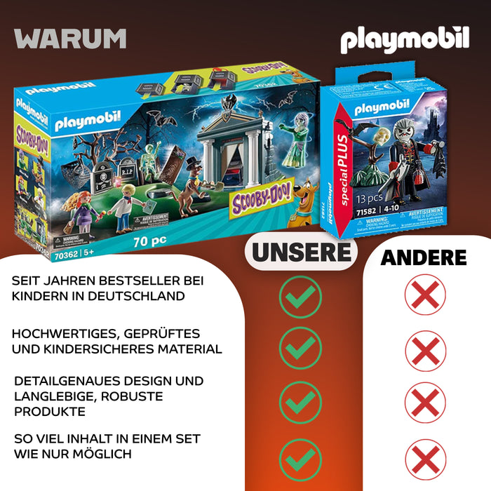 Playmobil 70362 SCOOBY-DOO! Abenteuer auf dem Friedhof + Playmobil 71582 Dracula – Grusel-Spaß mit Geistern und Vampiren für spannende Geschichten – Ideal für Halloween und mystische Abenteuer!