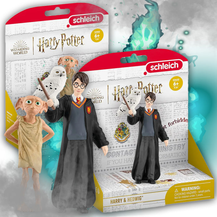 Schleich 42633 Harry Potter &amp; Hedwig + Schleich 13985 Dobby - 마법의 해리포터 피규어 번들 - 수집가와 팬을 위해 사랑스럽게 디자인된 캐릭터 - 마법의 모험에 딱 맞습니다!