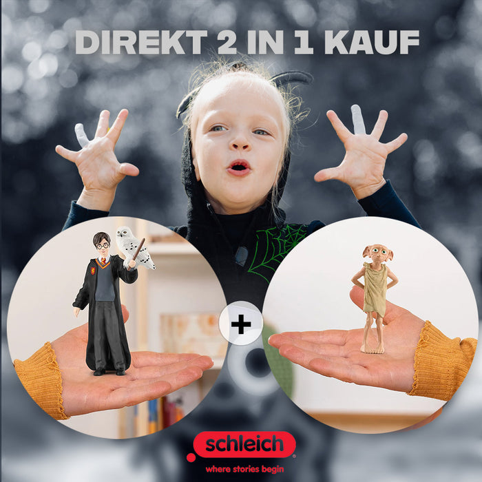 Schleich 42633 Harry Potter & Hedwig + Schleich 13985 Dobby – Magisches Harry Potter Figuren-Bundle – Liebevoll gestaltete Charaktere für Sammler und Fans – Perfekt für zauberhafte Abenteuer!