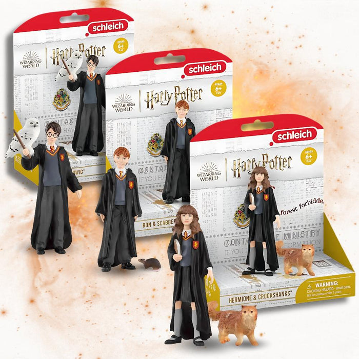 Schleich Harry Potter Figuren-Set: Harry & Hedwig, Ron & Krätze, Hermine & Krummbein – Magische Begleiter und detailgetreue Helden für Fans und Sammler der Zauberwelt