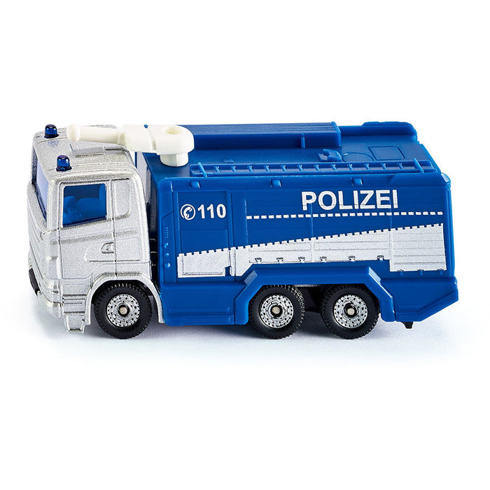 SIKU 1079, Polizei Wasserwerfer, Blau/Weiß, Schwenkbarer Wasserwerfer, Spielzeugfahrzeug für Kinder