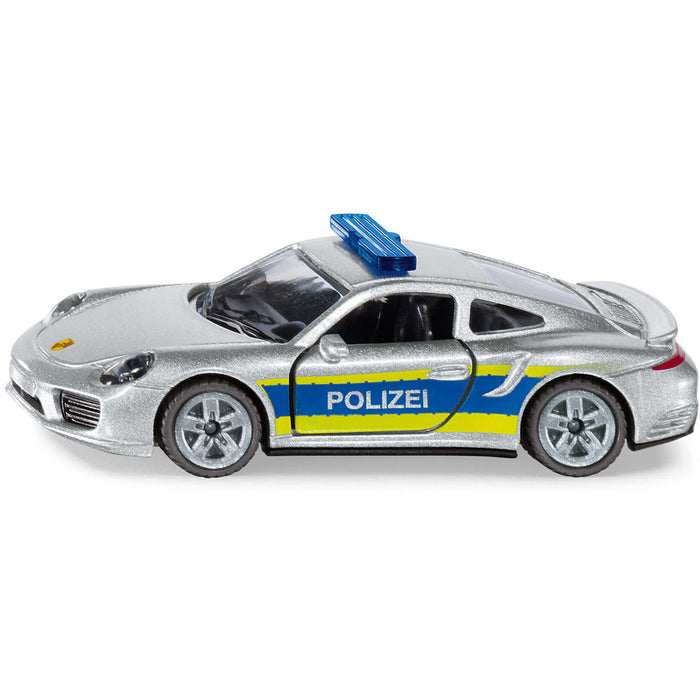SIKU 1528, Porsche 911 Autobahnpolizei, Metall/Kunststoff, Silber, Öffenbare Türen