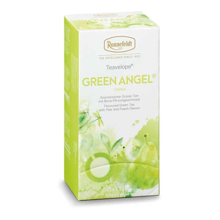 Teavelope Green Angel® BIO * Aromatisierter Grüner Tee mit Birne-Pfirsichgeschmack 25 Teebeutel