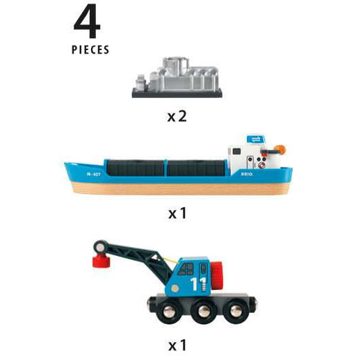 BRIO 63353400 Containerschiff mit Kranwagen