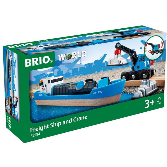 BRIO 63353400 Containerschiff mit Kranwagen