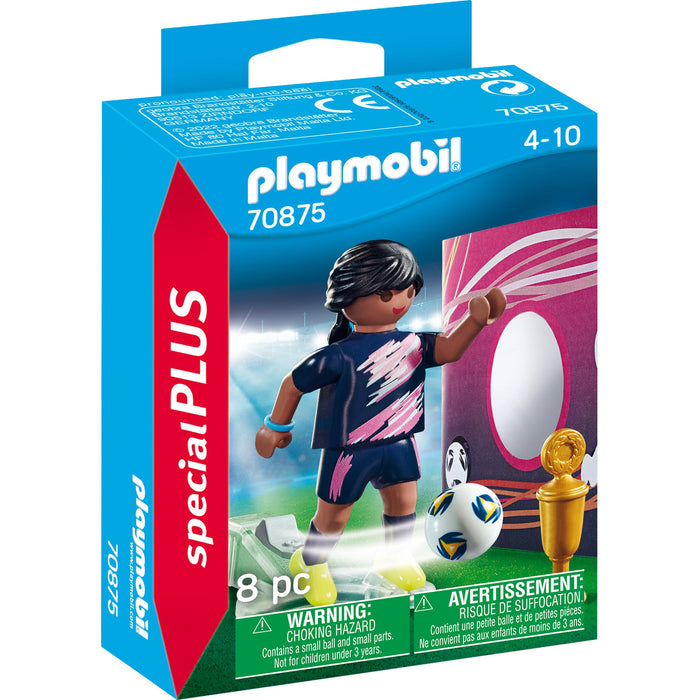 Playmobil 70875 soccer player with goal wall