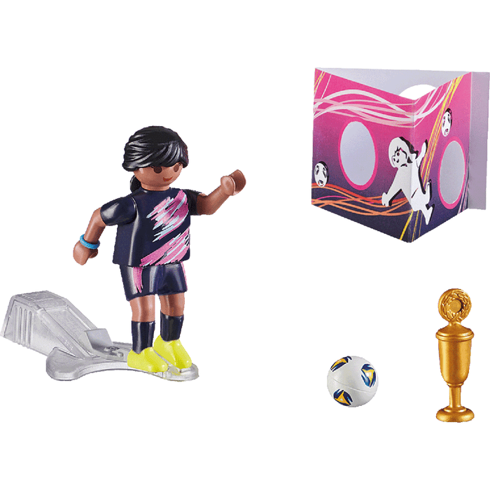 Playmobil 70875 soccer player with goal wall