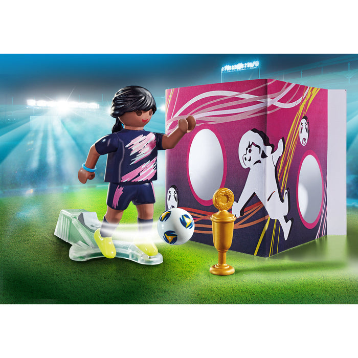 Playmobil 70875 soccer player with goal wall