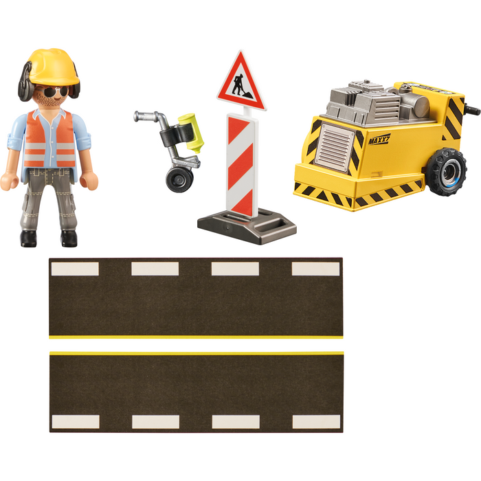 Playmobil 71185 construction worker with edge cutter
