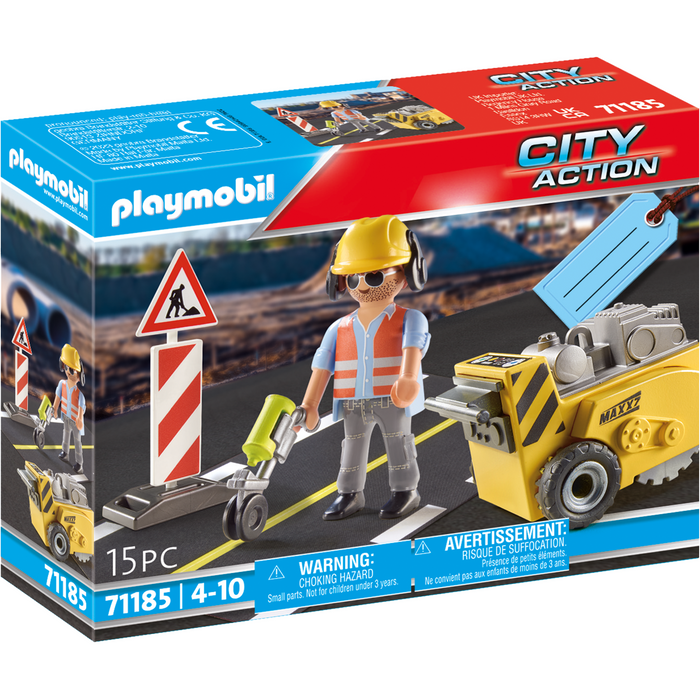Playmobil 71185 construction worker with edge cutter