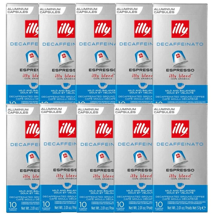 Illy Espresso Kapseln Decaf entkoffeiniert für Nespresso 10 Packung x 10 Kapseln