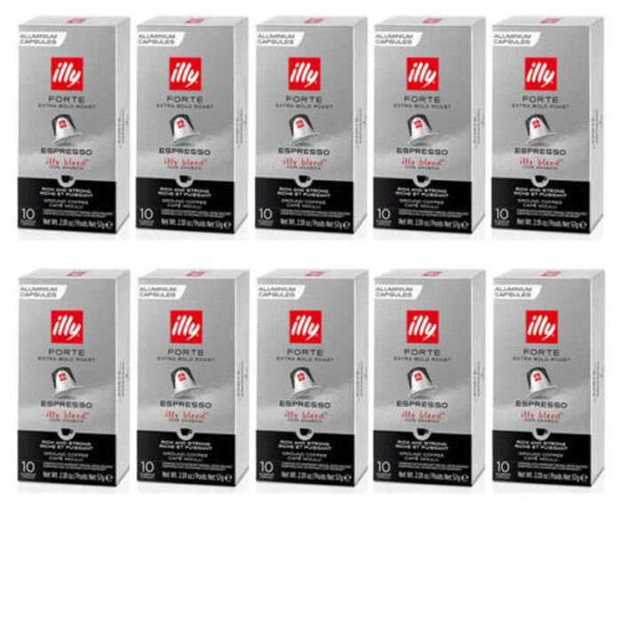 Illy Espresso Forte Kaffeekapseln für Nespresso - 10 Packung x 10 Kapseln